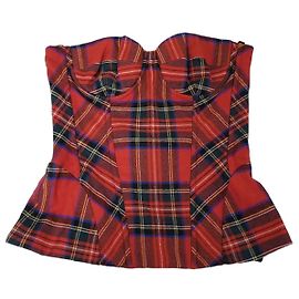 Corset Bustier D&G Tartan Rouge Noir Rouge Bleu Vert Jaune