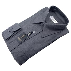 Yves Saint Laurent Chemise vintage en coton gris foncé pour homme Taille 40/15.75 Gris