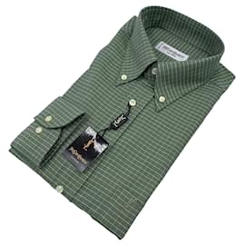 Yves Saint Laurent Chemise pour homme à carreaux verts vintage Taille 40-15 3/4 Vert