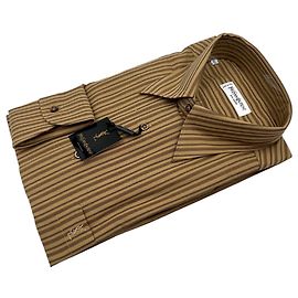 Yves Saint Laurent Camicia con bottoni a righe camel vintage da uomo 41/16 Marrone