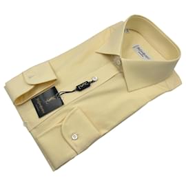 Yves Saint Laurent Chemise en coton vintage jaune pastel pour homme Taille 40/15.75 Jaune