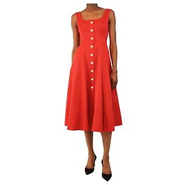 Staud Robe midi rouge à boutonnage frontal - taille UK 6 Rouge
