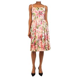 Dolce & Gabbana Pink lily-print A-line sundress - size UK 6 Pink