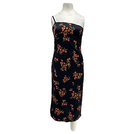 Robe à fleurs Rouje noire en viscose Noir