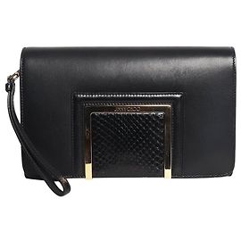 Jimmy Choo Black leather clutch Black