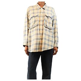 R13 Camicia oversize a quadri blu e gialla - taglia XS Blu