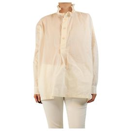 Autre Marque Creme-Baumwollbluse - Größe S Roh