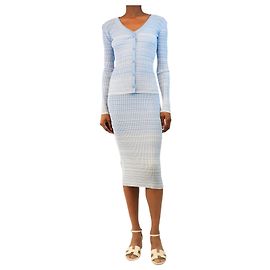 Staud Set con vestito e cardigan a coste blu - taglia XS Blu