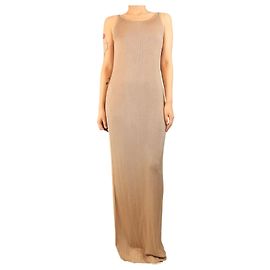 Saint Laurent Vestito sottoveste a coste marrone - taglia M Marrone