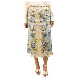 Farm Rio Falda midi de lino con estampado floral multicolor - talla S Multicolor