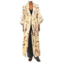 Johanna Ortiz Cream printed linen robe - size XS Cream