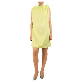 Issey Miyake Robe plissée sans manches jaune - taille S Jaune