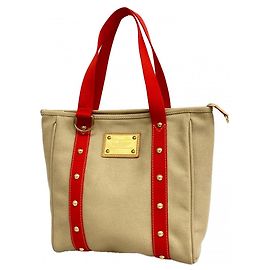Louis Vuitton Antigua Cabas MM Tote Bag Beige