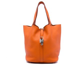 Hermès Orange Clemence Picotin Lock 26 Orange