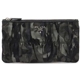 Pochette Prada Gray Tessuto Camouflage Gaufre Marrone Grigio antracite