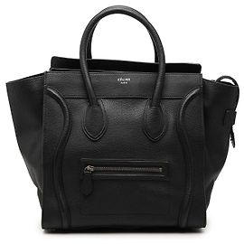 Céline Celine Black Mini Grained Calfskin Luggage Tote Black