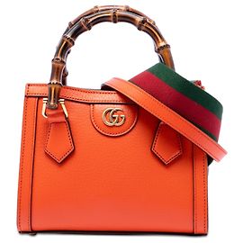 Bolsa Satchel Gucci Diana Mini em couro de bezerro bambu laranja Laranja