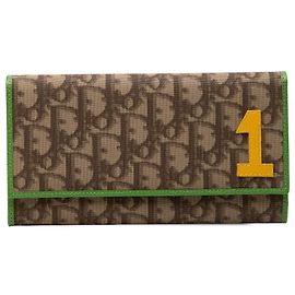 Dior Brown Diorissimo Trotter Coated Canvas Rasta Long Wallet Brown