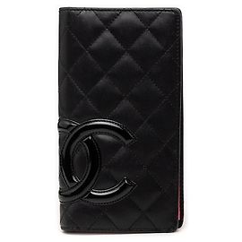 Chanel Black Quilted Lambskin Cambon Ligne Bifold Wallet Black