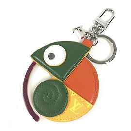 Louis Vuitton Monogram Accessory Bag Charm Keychain Green Orange