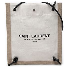 Bolsa transversal conversível Saint Laurent Universite em lona marrom Marrom Bege