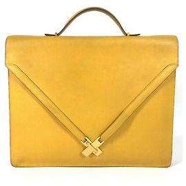 Hermès Bolsa Hermes Vintage Kelly em couro Courchevel amarelo Amarelo