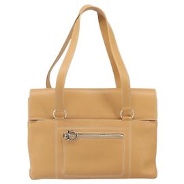Tote Gancini en cuir Salvatore Ferragamo Beige