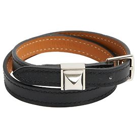 Hermès Pulseira Medor Double Tour Collier de Chien - Preto Preto