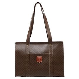 Céline Celine Macadam Leder Tote Handtasche Braun Braun