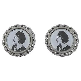 Orecchini a clip Chanel nero e grigio Marrone Nero