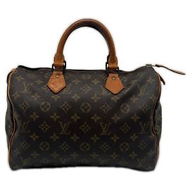 Bolsa Louis Vuitton Monogram Speedy 30 Marrom Azul Bege Monograma