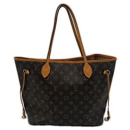 Louis Vuitton Monogram Neverfull MM Handbag Brown Beige Monogram