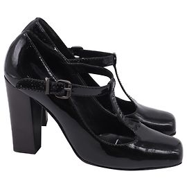 Fendi Square Toe Mary Jane Pumps in Black Patent Leather Black