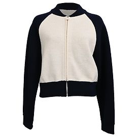 Dior 8 Zip-Up Knitted Bomber Jacket in Navy Blue Wool Blue Navy blue