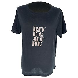 Camiseta Saint Laurent Rive Gauche en algodón negro Negro