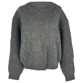 Suéter de malha canelada boxy em lã cinza Acne Studios Cinza