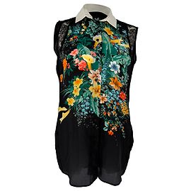Sandro Printed Blouse in Black Polyamide Black