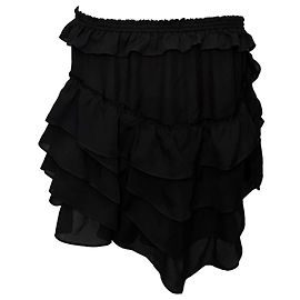 Isabel Marant Minirock mit Rüschen aus schwarzer Seide Schwarz