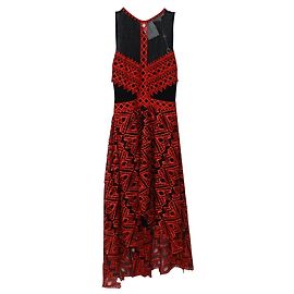 Robe licou asymétrique brodée Jonathan Simkhai en polyester rouge Rouge