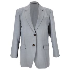Brunello Cucinelli Single-Breasted Blazer in Grey Viscose Grey