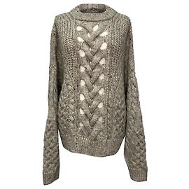 Isabel Marant Zopfstrickpullover aus grauer Alpakawolle Grau