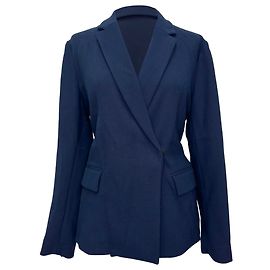 MSGM Double-Breasted Belted Blazer in Navy Blue Wool Blue Navy blue