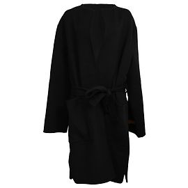 Céline  Celine Belted Triomphe Accent Coat in Black Cashmere Black