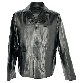 Ami Single-Breasted Blazer in Black Lamb Leather Black