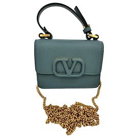 Valentino Garavani Pochette Mini VLogo en piel granulada azul Valentino Azul Azul claro