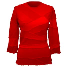 Camicetta Alexander Mcqueen Patchwork Accent in Viscosa Rossa Rosso