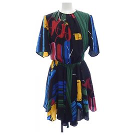 Louis Vuitton Seidenkleid Schwarz Mehrfarben