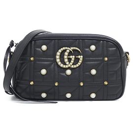 Borsa a tracolla in pelle Gucci GG Marmont Nero