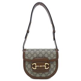 Bolsa de Ombro Gucci Horsebit 1955 Marrom Bege