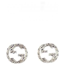 Gucci Interlocking G Silver Stud Earrings Silvery